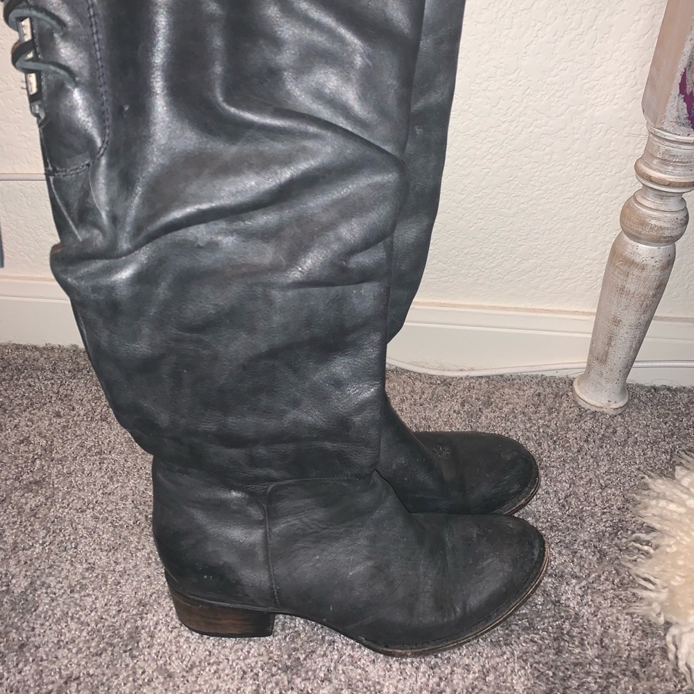 Tall Black Leather Freebird Boots